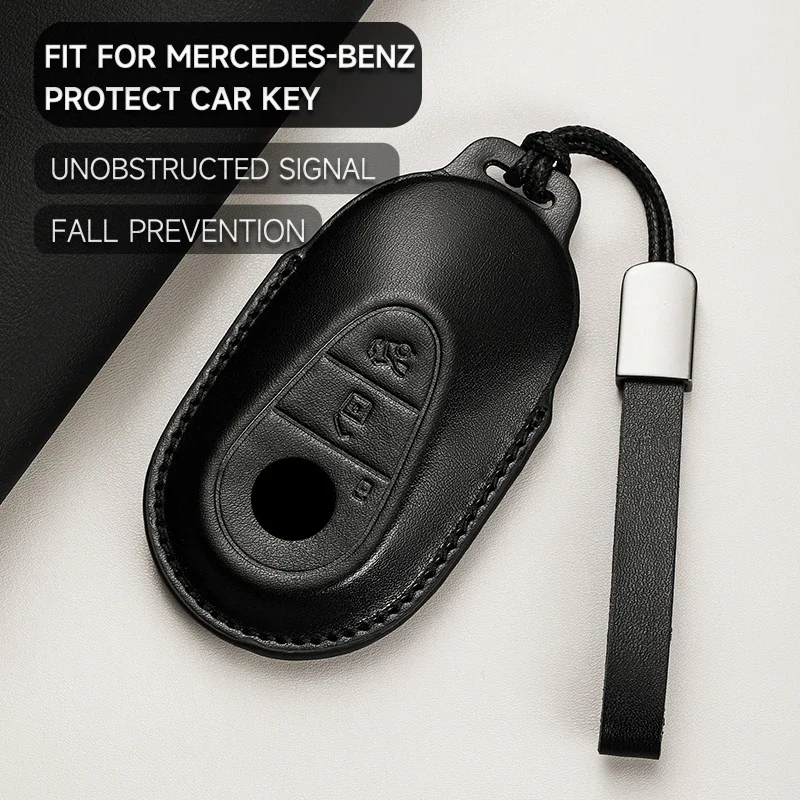 Leather Car Key Cover Case Protection Shell Keychain For Mercedes Benz C S A Class W206 W223 S350 C260 C300 S400 S450 S480 S500