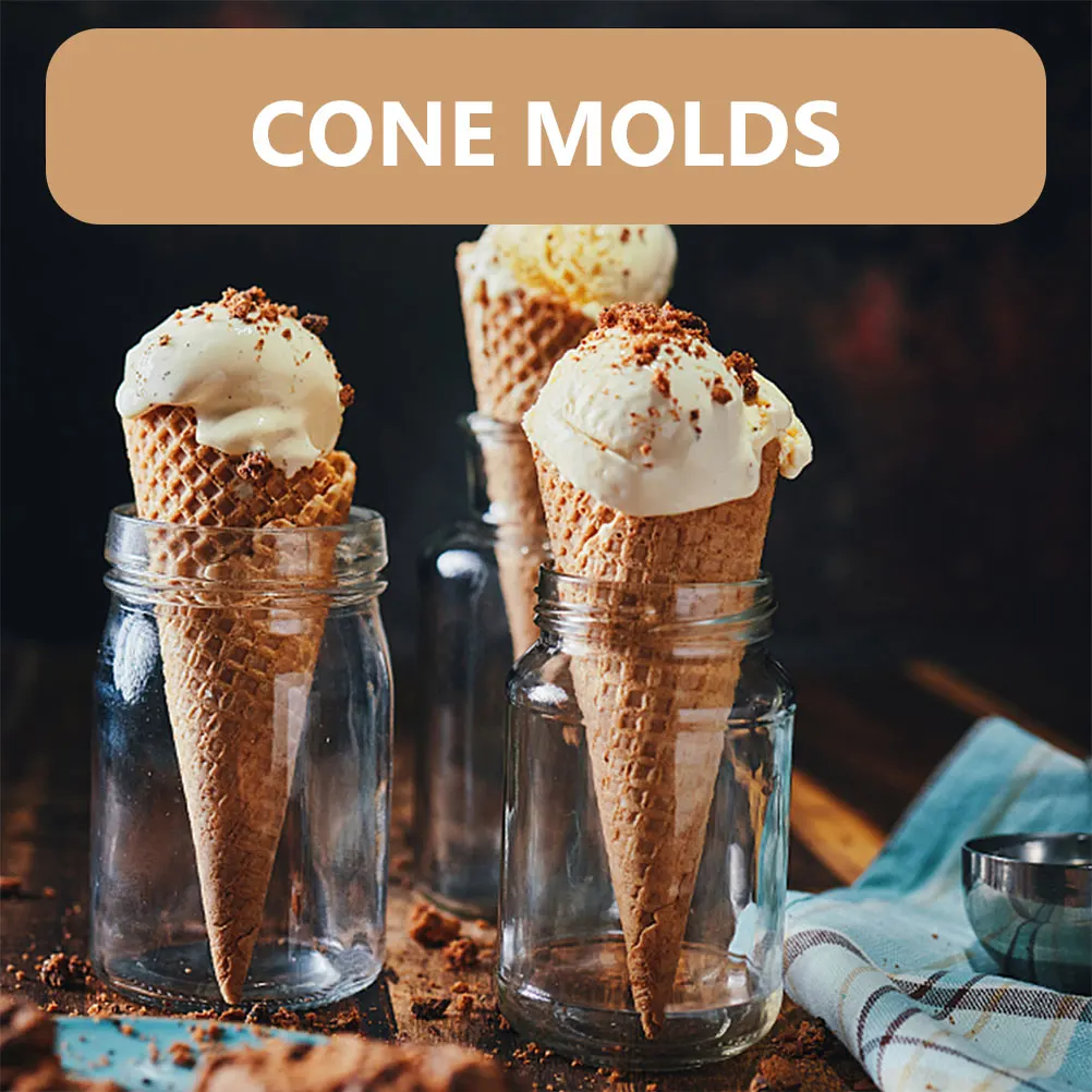 

3pcs Ice Cream Cone Molds Wood Diy Dessert Mold Baking Shaper Egg Roll Roller Reusable Kitchen Tool For Home Use