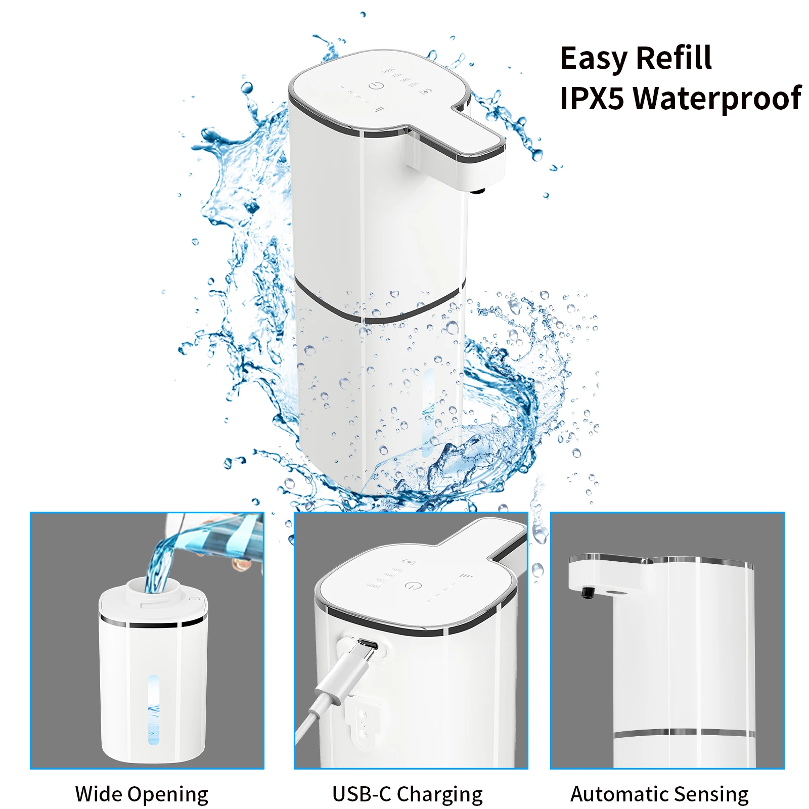 

420 мл автоматический дозатор мыла бесконтактный тип C USB перезаряжаемый электрический дозатор мыла водонепроницаемый дозатор пены/жидкости