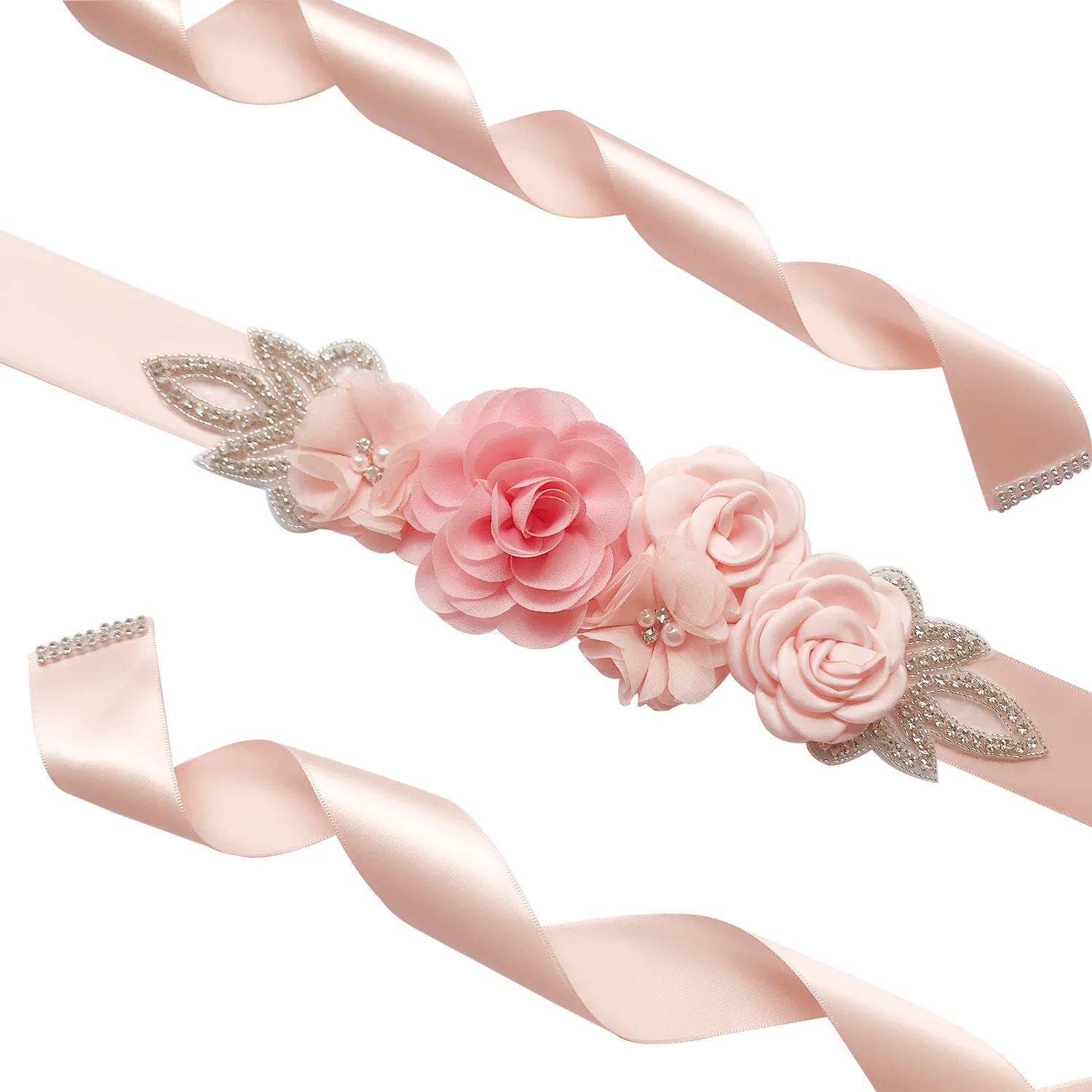 Fashion Womens Rose Flowers With Rhinestone Cummerbunds Wedding Party Evening Belt