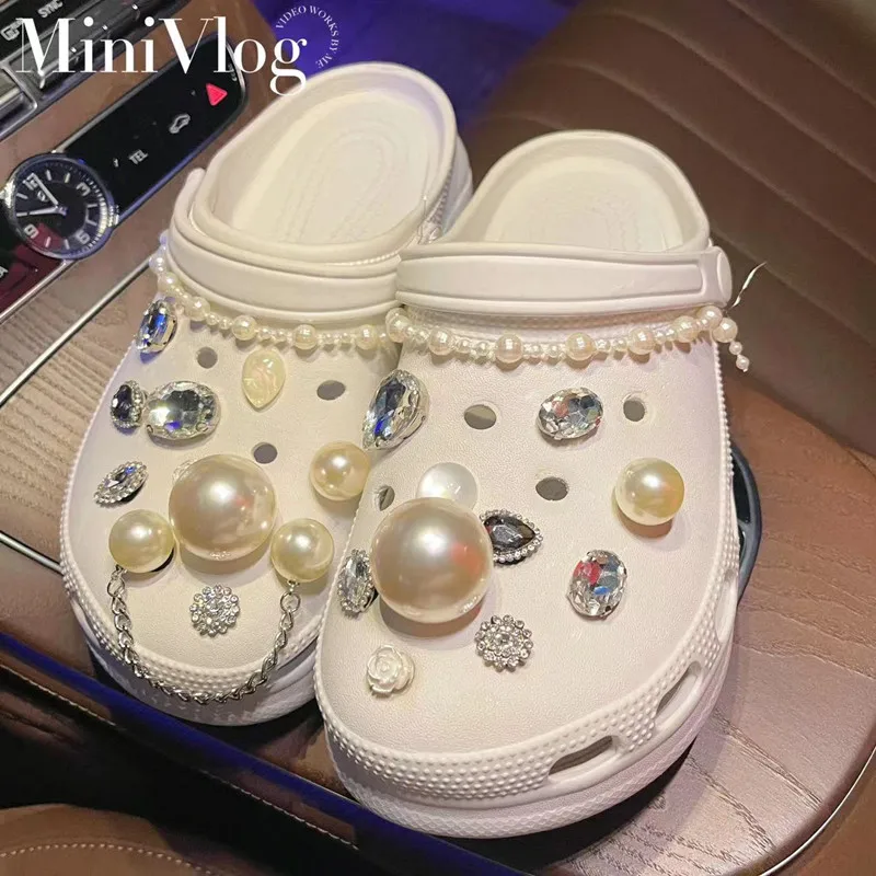 New Crystal Diamond pearl shoe Buckle Charms Designer DIY Shoes Decaration for Jeans Clogs Kids Women Girls Gifts