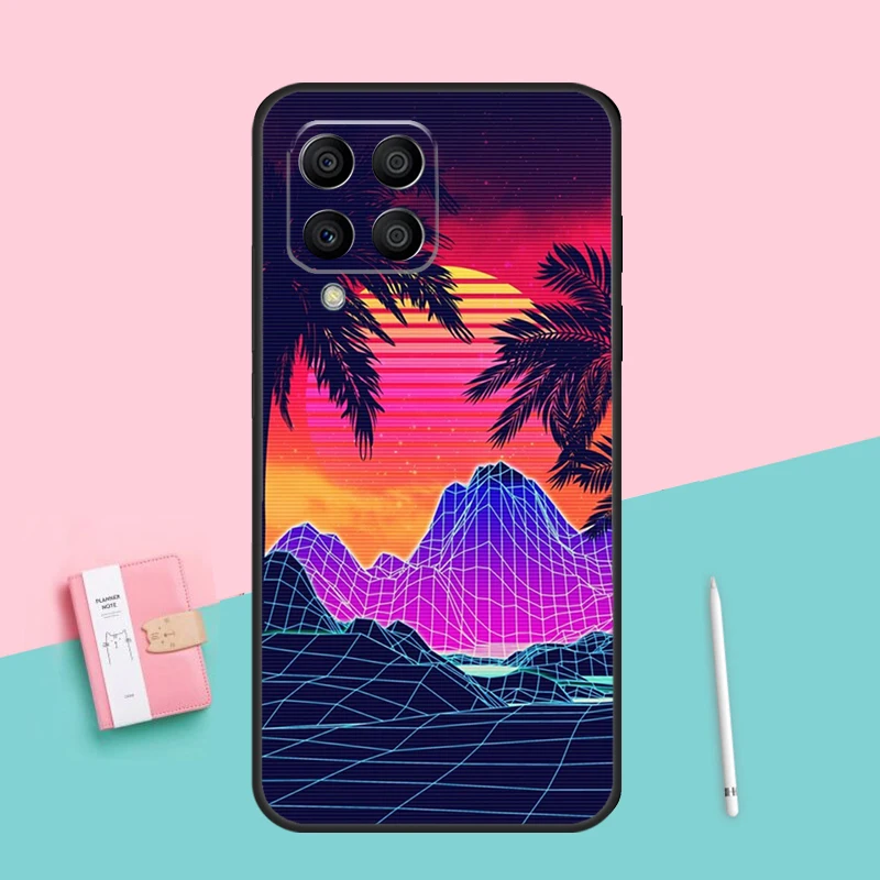 Synthwave Retro 80s Neon Phone Case For Samsung Galaxy M53 M33 M23 M13 M12 M22 M32 M52 M20 M14 M54 M11 M21 M31 M51