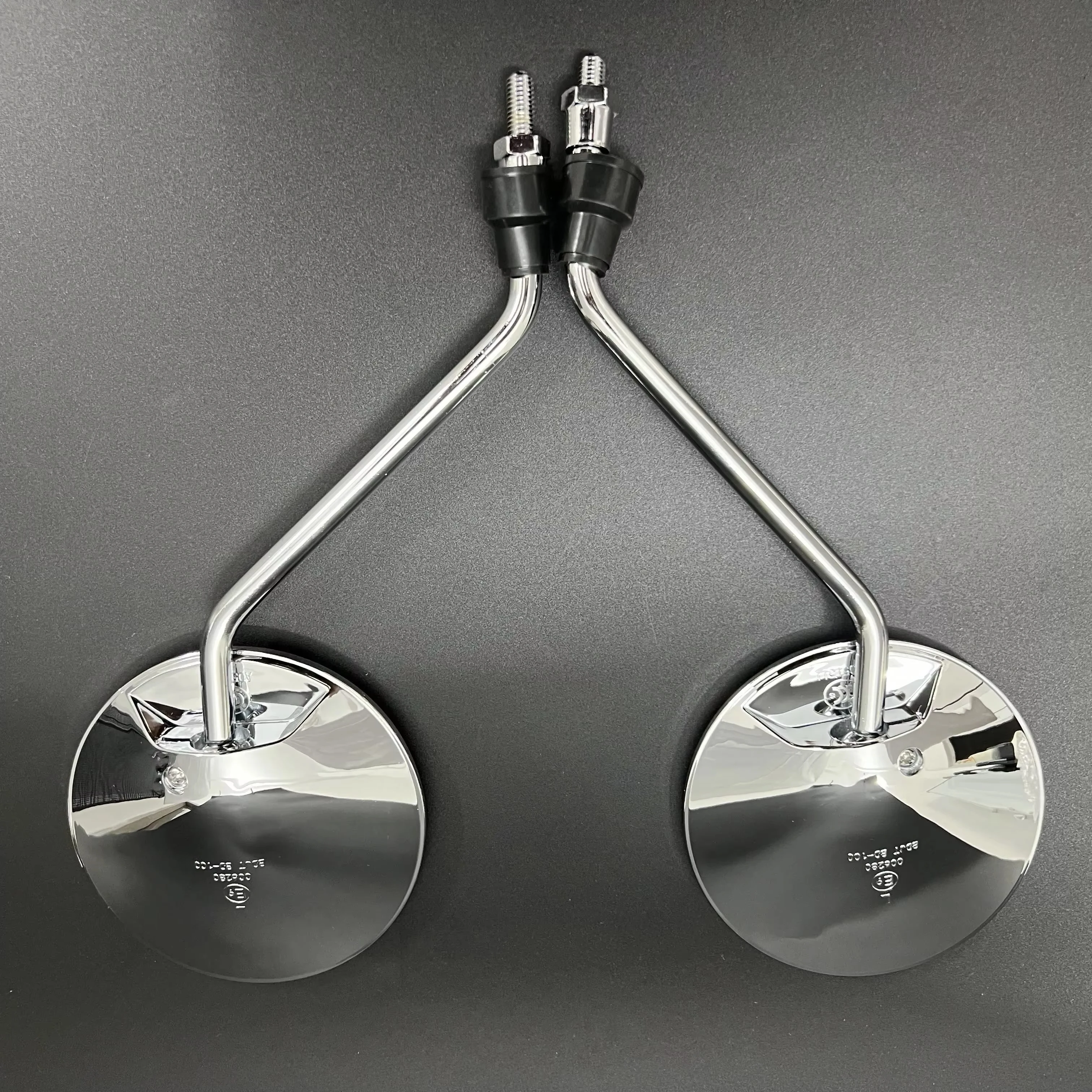 

Round 8mm Universal Mirrors - 360° Adjustable, Steel Stem, ABS Frame, Fits Most Bikes