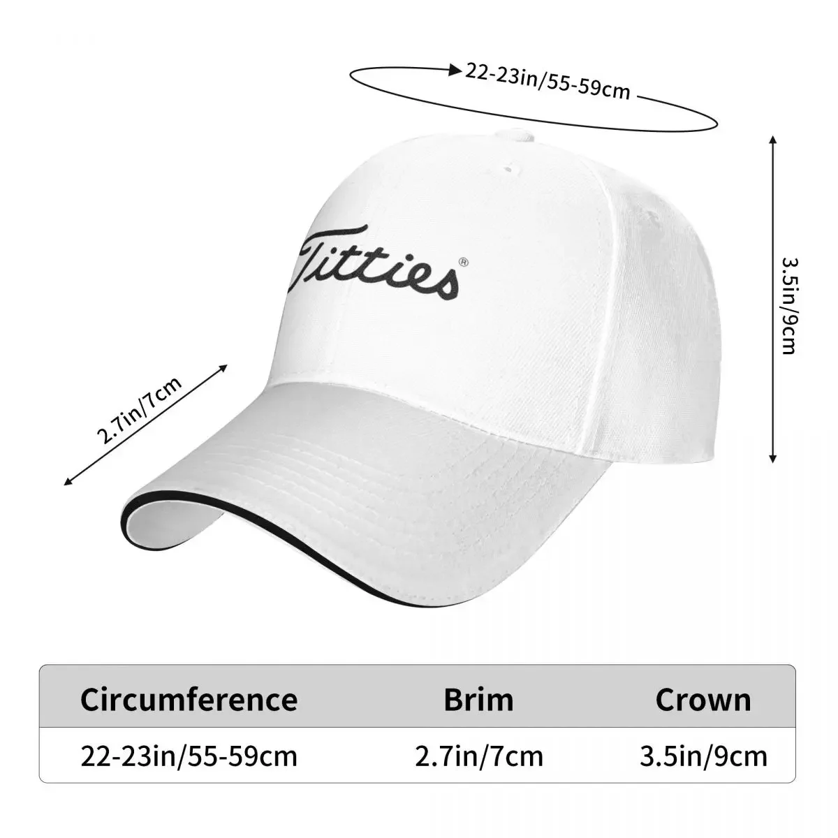 T-Titties Golf Ball Cap Fashion Casual Baseball Caps Adjustable Hat Summer Unisex Baseball Hats Customizable Polychromatic