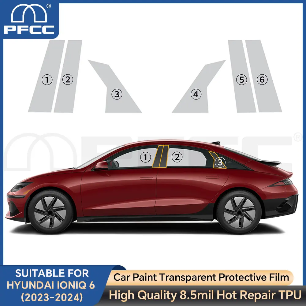 

For Hyundai IONIQ 6 2023 2024 2025 Headlight Rearview Film 8.5mil TPU Protection Film Car Sticker Resistan Anti-scratch Clear