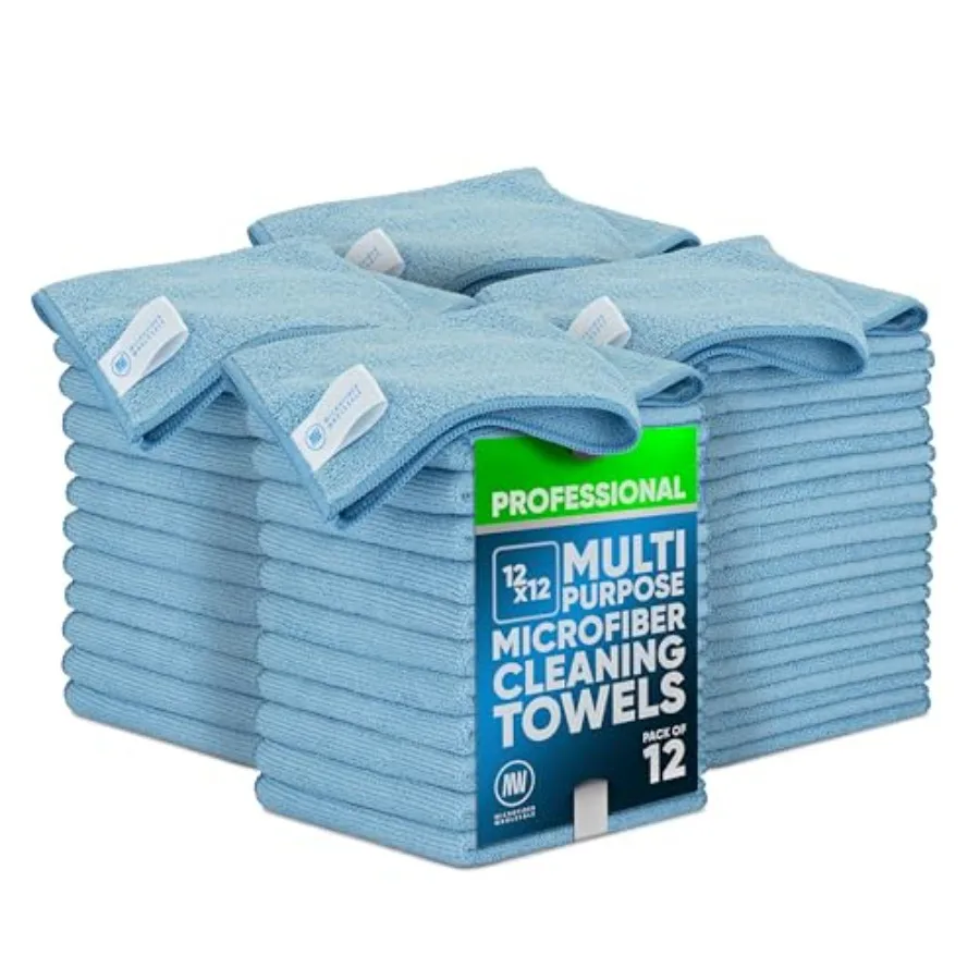 

Microfiber Cleaning Wholesale Cloths 48 Pack Size 12" x 12" All Purpose Microfiber Towels - Clean Dust Polish Scrub Absorbent