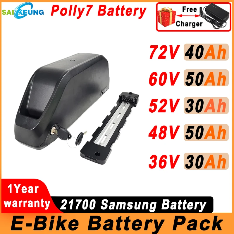 Elektrische fiets PolLy-7 batterij 36V 48v 52V 60v 72V 21700 Motor 350w-3000w 25ah 30ah 35 40Ah 50 60ah lithium batterij met BMS