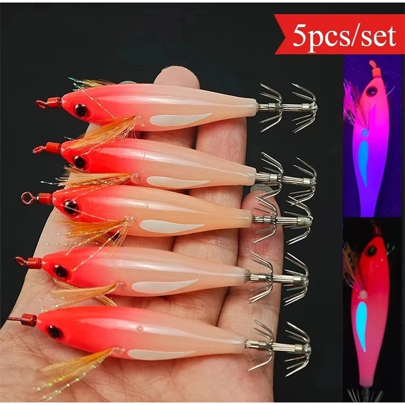 Horizontal Shrimp Squid Hook Night Light False Bait Biomimetic Shrimp Night Light Toy Night Light Sea Fishing Lure Bait Angler