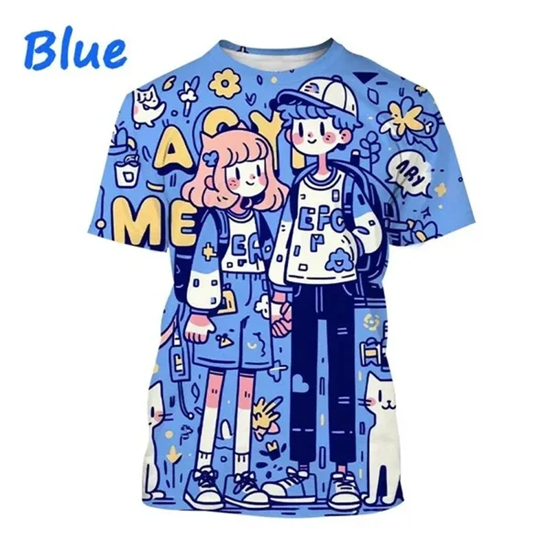 

3D Cartoon Graffiti T-shirt for Men and Women, Hand-drawn Cartoon Character T-shirt, Comic Short Sleeve T-shirt, Brand New