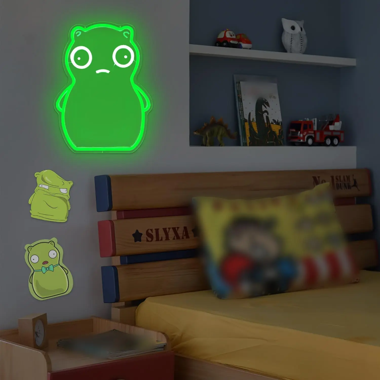 Cute Bear Neon Sign LED Wall Art USB Powered Acrylic Sad Face Glow Lamp Kawaii Room Decor Kids Bedroom Playroom Aesthetic Gift
