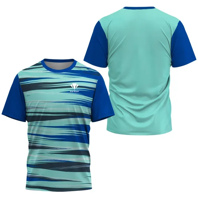 2024Men's CARLTON Badminton T-shirt Two-tone contrast print Men table Tennis T-shirt Summer Sports Training Quick Drying T-shirt