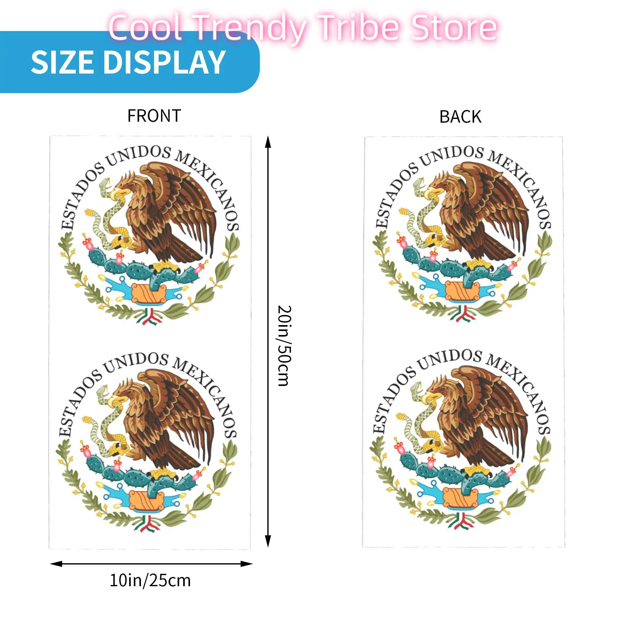 Custom Coat Of Arms Of Mexico Bandana Neck Warmer Women Men Winter Ski Hiking Scarf Gaiter Mexican Flag Seal Face Cover