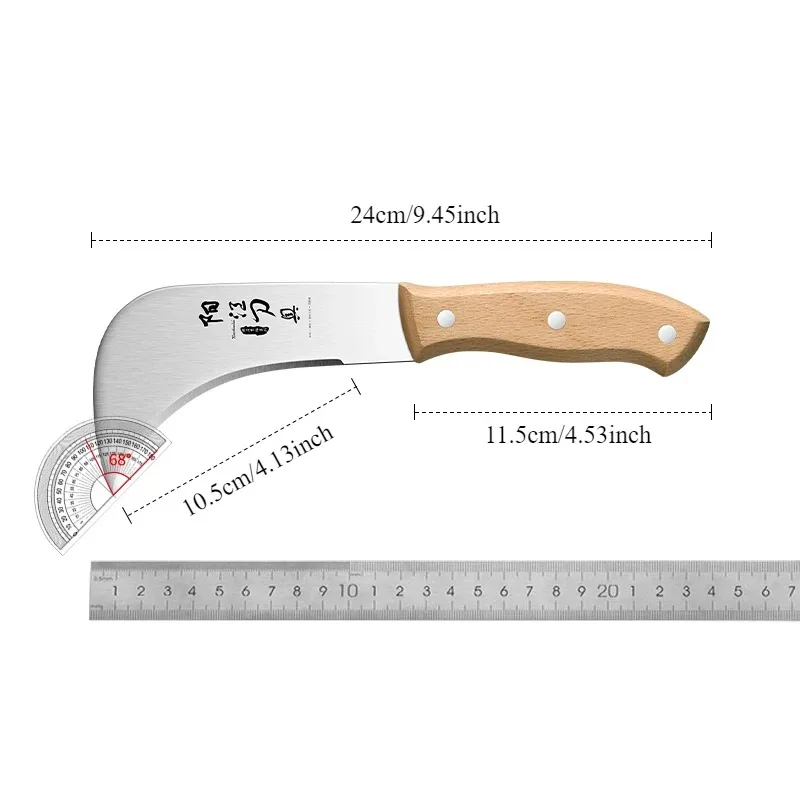 Premium Steel outdoor Fruit Machete Solid Wood Handle and One Piece Body Commercial Fruit Knife Durian/Sugar Cane Knife