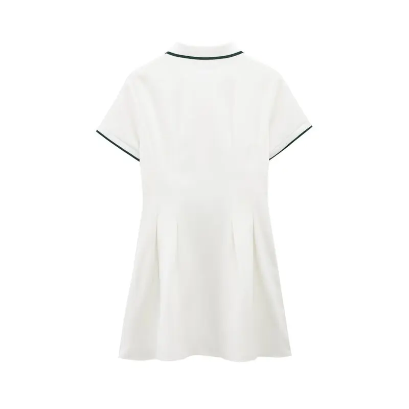 Spring 2025 Women's Fashion Wide Hem Short Dress Versatile Wave Pattern Ribbed New Arrival Commute Style Spring Summer Dress