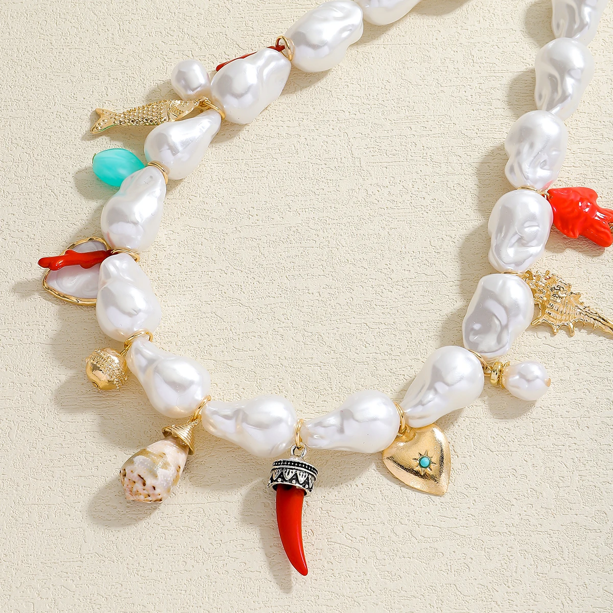 2025 جديد عصري ZAA فو الباروك اللؤلؤ حلية قلادة للنساء محارة القلب الفلفل الحار قلادة مجوهرات مأدبة البوب اكسسوارات