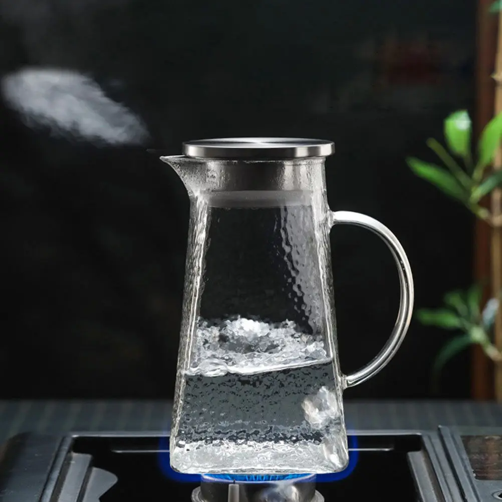 

Стеклянный кувшин для холодной воды большой емкости с защитной крышкой, портативный, для дома, кухонный, с узором «Молоток»