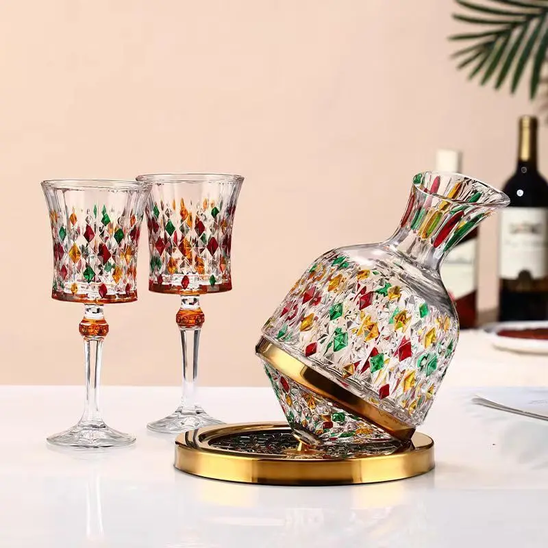 

Diamond Rotary Fast Diagonal Decanter, High Appearance Level, Household Simplicity, Creative Handwork Crystal Glass, Wine Glass