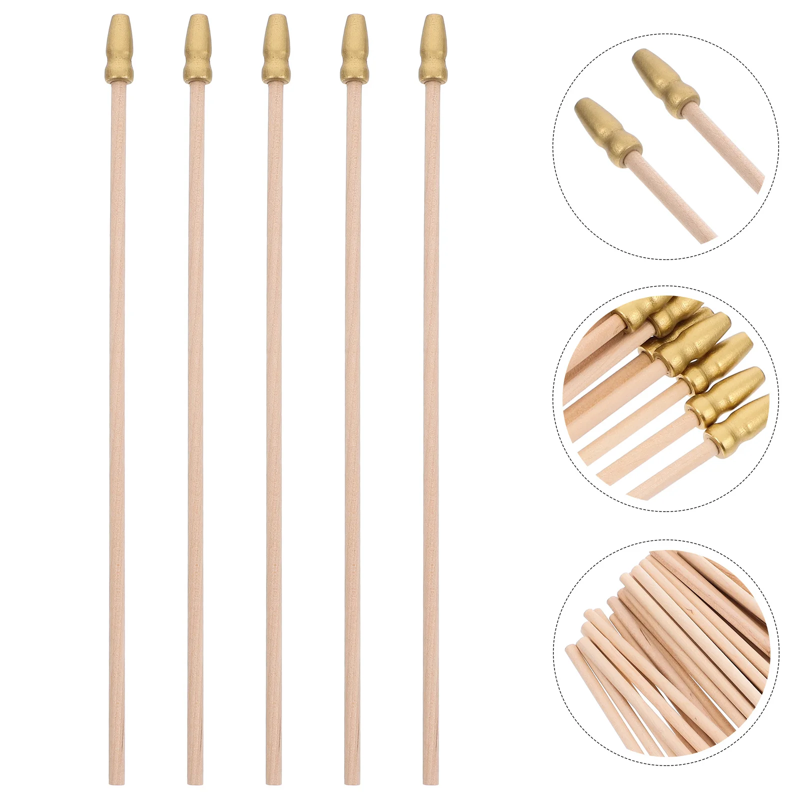 

50Pcs Mini Wooden Flag Poles Gold Caps Handheld Flag Rods for DIY Crafts Party Events School Projects Celebrations