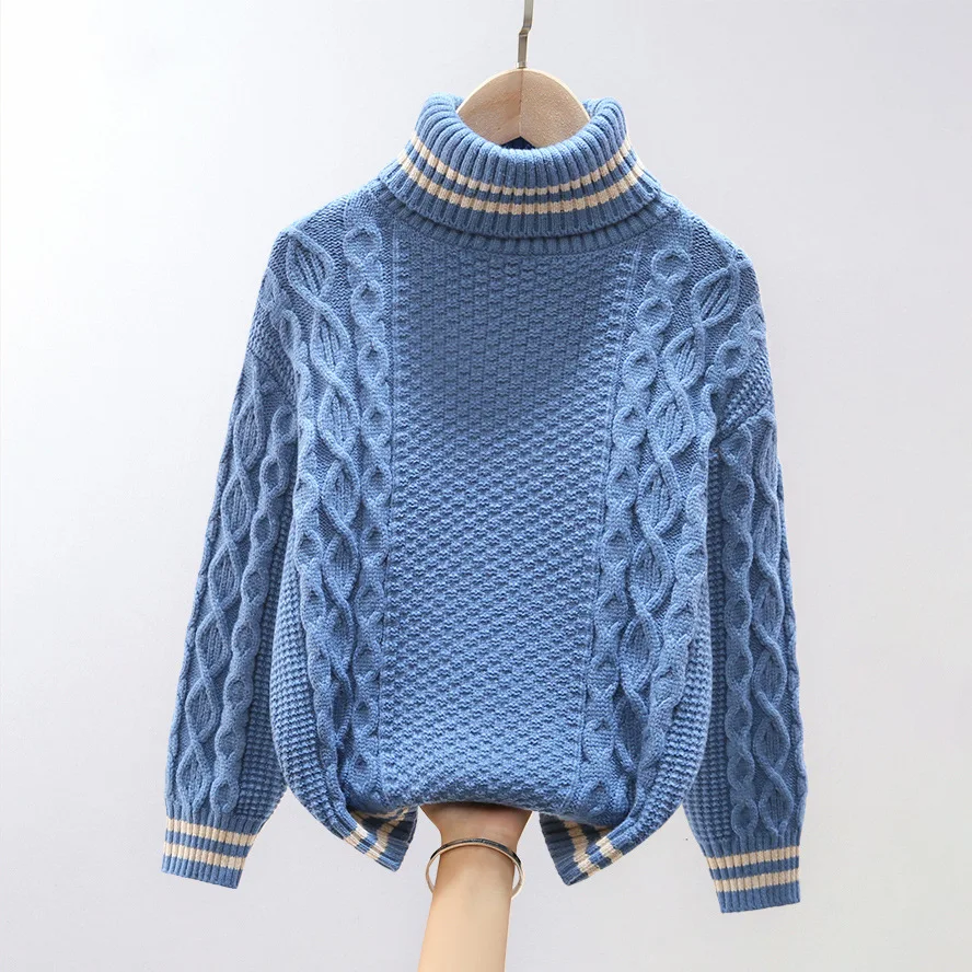 

Boys Fashion Sweaters 3-17T Kids Spring-Winter Warm Jacket Children Pullovers Long Sleeve Knitted Turtleneck School Wear Shirt