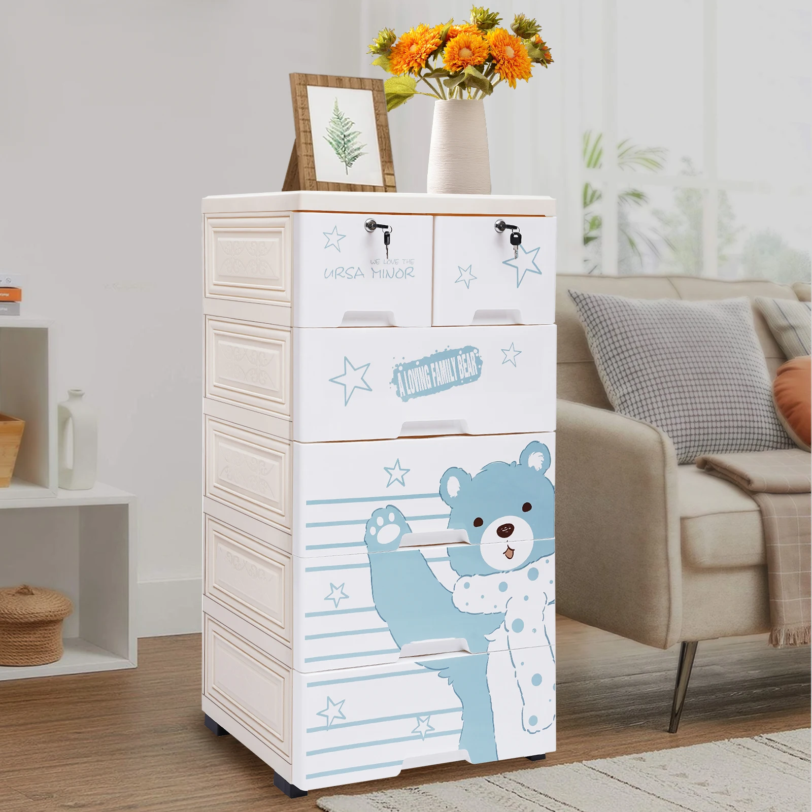 

Plastic Drawers Dresser Storage Cabinet with 6 Drawers Closet Dresser Organizer Stackable Vertical Clothes Storage