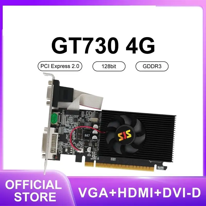 New! GT730 4GB Video Card GeForce Display Vga Cards DDR3 128Bit Game Computer Graphics Card for NVIDIA Game PC GT 730 D3