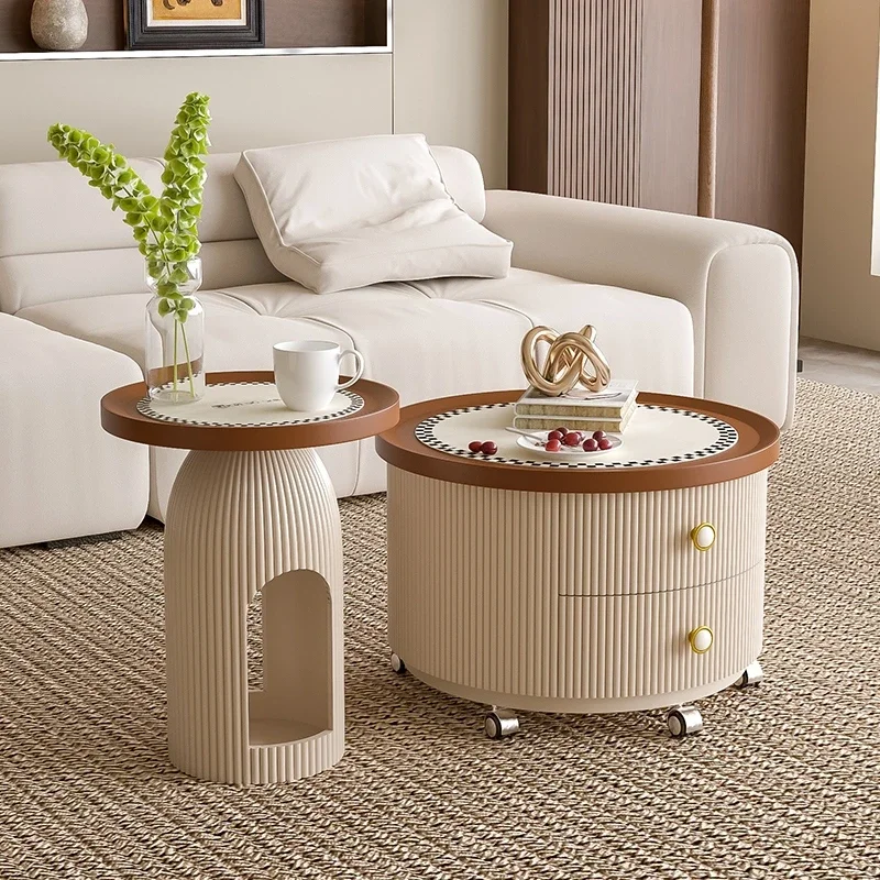 2024 New Retro Round Tea Coffee Table Living Room Small Bedside Auxliar Round 짱구 테이블 Столик 사이드 테이블 Side Table Furniture 미니테이블