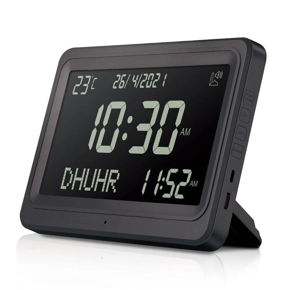 Digital Alarm Clock 8 Sounds Al-Fajia Larger LCD Screen Desk Azan  Calendar Muslim Prayer Electronics Table  Bedroom