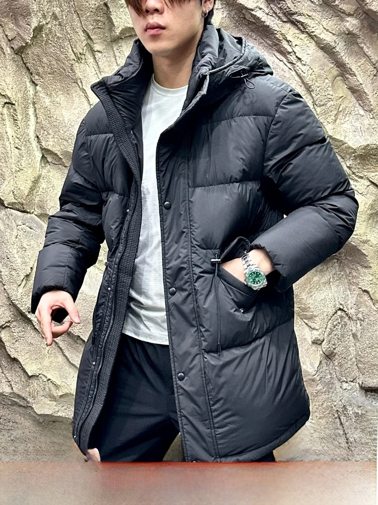 

Men's Winter Thiened 90 down Jaet Coat Long Sve Zipper Closure Outdoor Sle Warm Regular Fit Mid-Length Coat