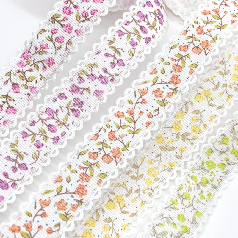 5Y 1.5-3.8cm Flower Embossed Floral Ribbon For Handmade DIY Craft Scrapbook Easter Wedding Christmas Party Deco Gift Packing