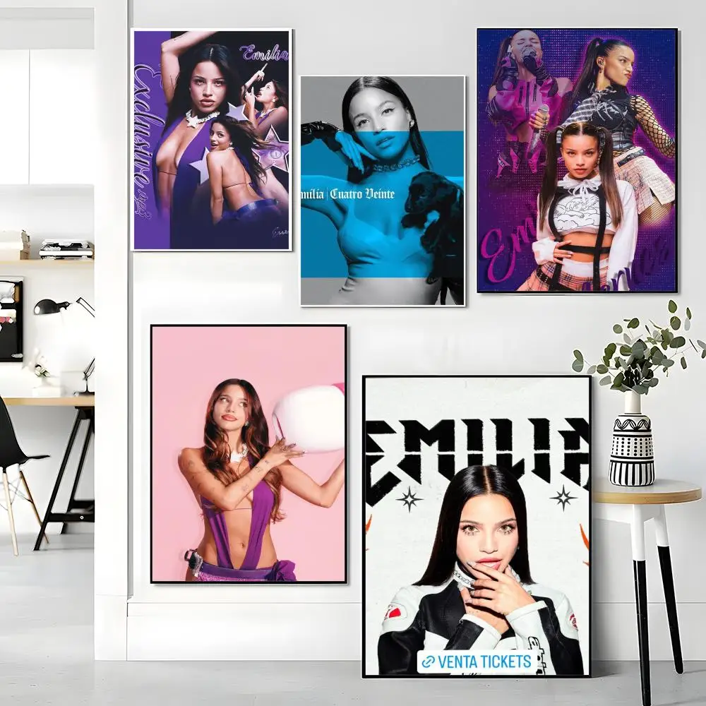 E-Emilia Mernes Mp3 Singer Poster Premium PP Wall Decal - Peel & Stick, HD Print, Waterproof Home Decor