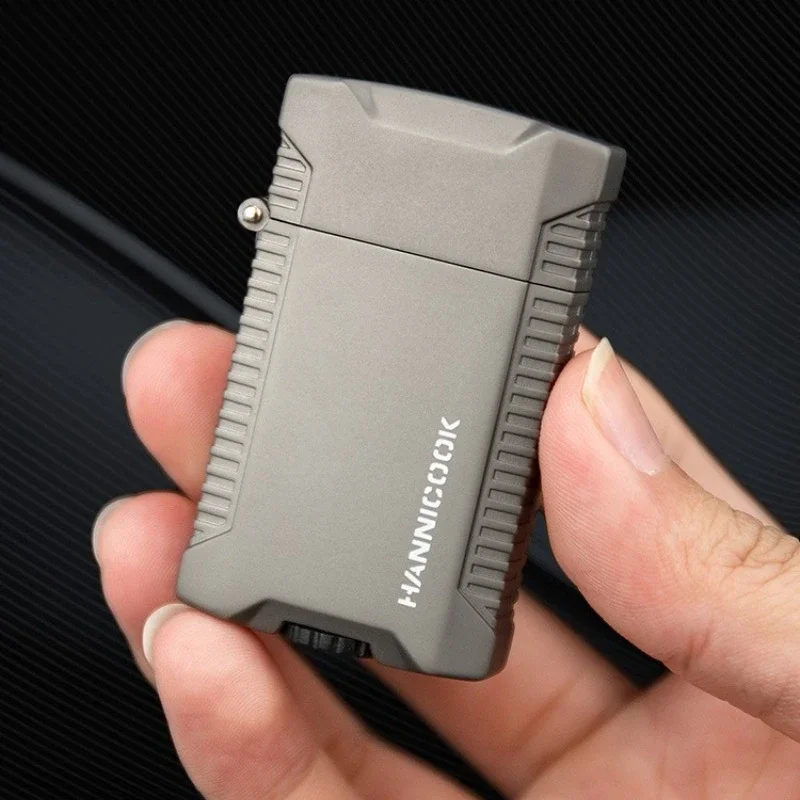 ولاعة جديدة قابلة للنفخ من البيوتان، شعلة مزدوجة مقاومة للرياح لهب أزرق إبداعي ولاعة سيجار بلوري، هدية راقية للرجال