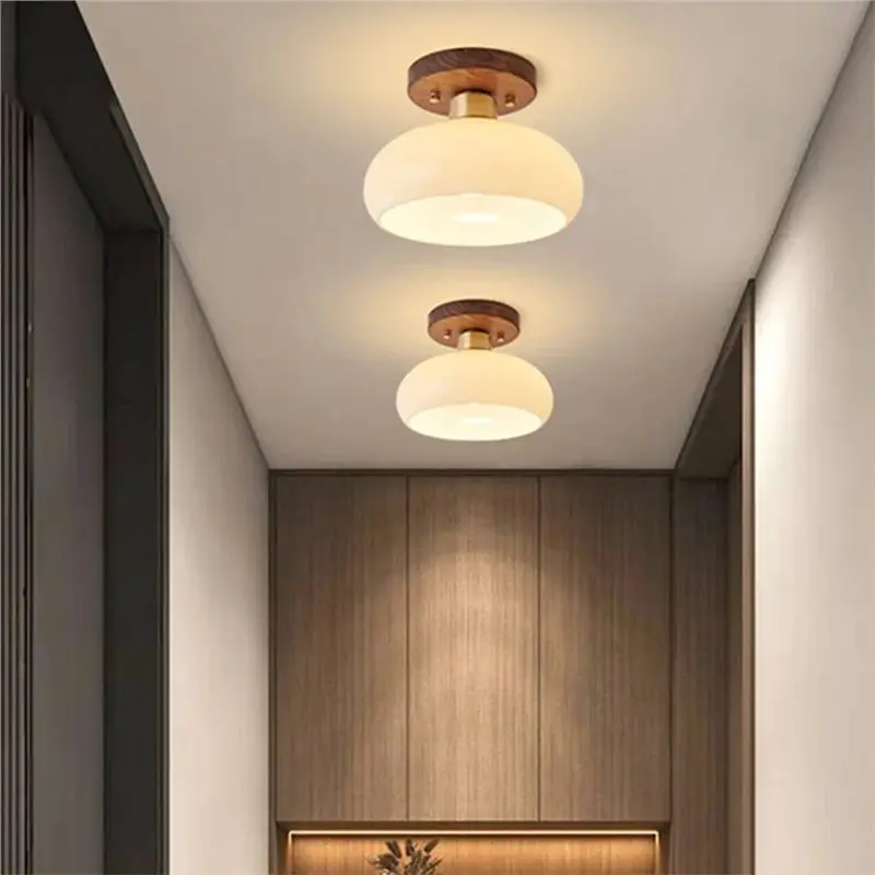 B23B الفاخرة الجوز الصينية ضوء السقف الرجعية نمط الممر ضوء لباب الشرفة شرفة مدخل الإضاءة #3