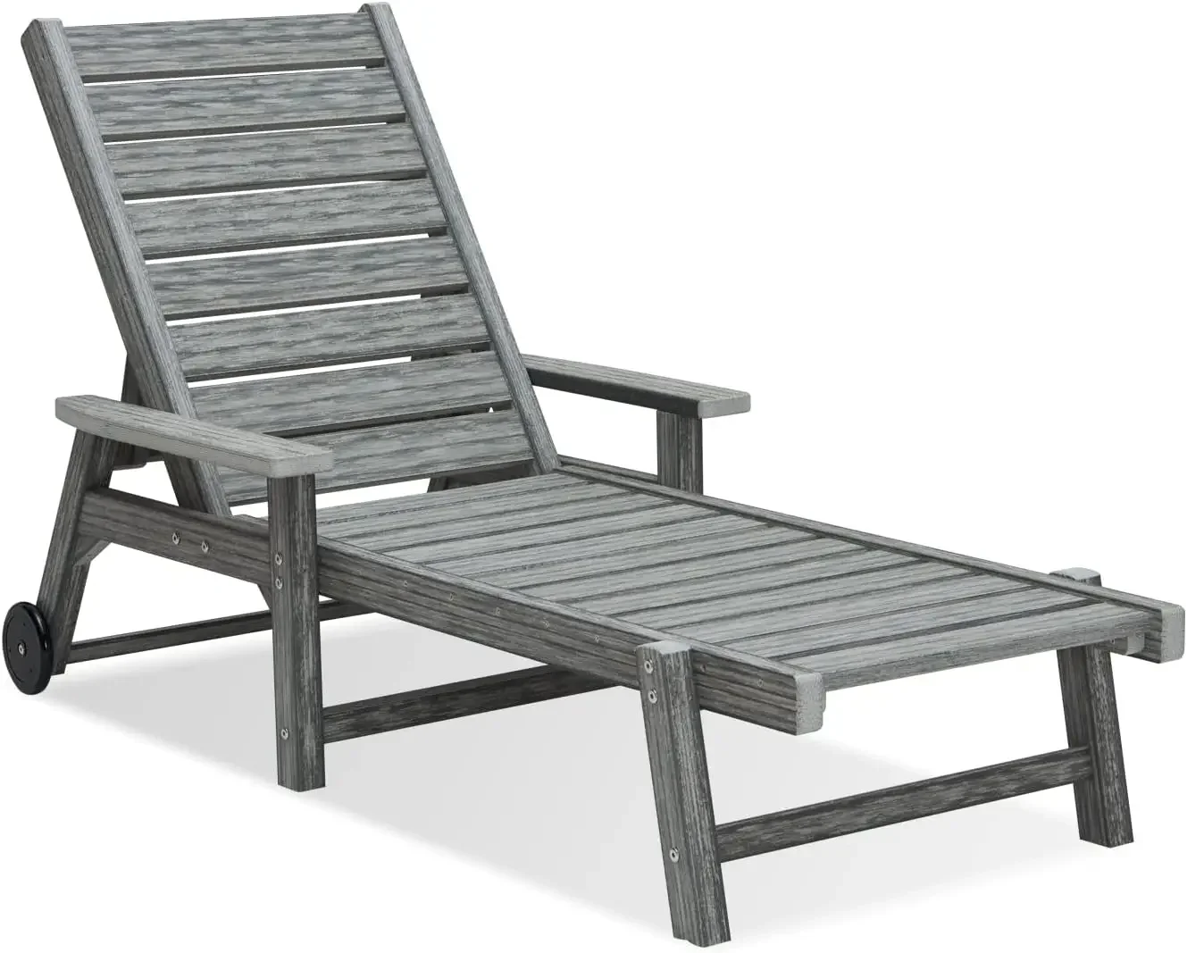 

Premium Chaise Lounge Chairs for Outside Outdoor Lounge Chairs with Adjustable Backrest Wheels Armrest Weather Poly Lumber