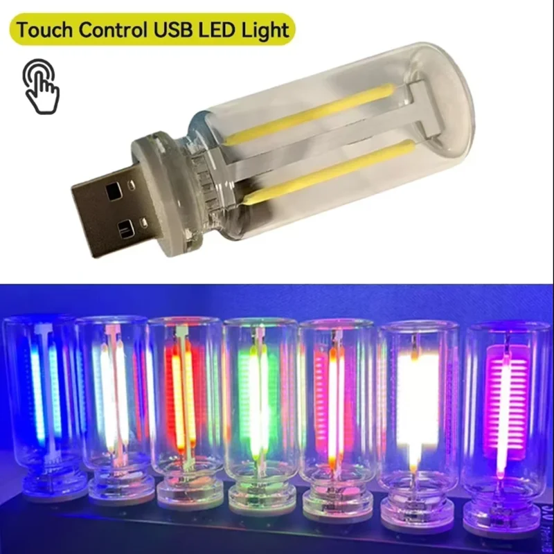 USB Touch Control LED Night Light Atmosphere Light Bulb Incandescent Lamp LED Filament Light Bulb Car Camping Home Room Decor