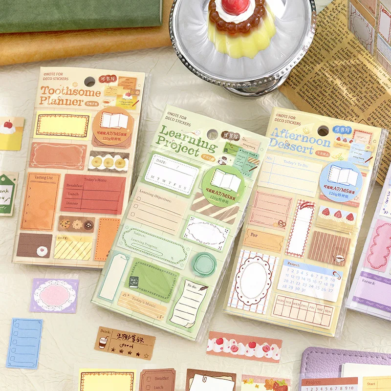 Tri-fold Decorative Stickers, Encounter Time Series, Simple Schedule Clock in Label Stickers Cute Stationary Supplies  Note Pad
