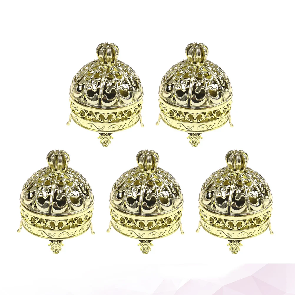 

5PCS Round Crown Shape Candy Storage Boxes Plastic Creative Gift Boxes Containers for Birthday Wedding Party (Golden)