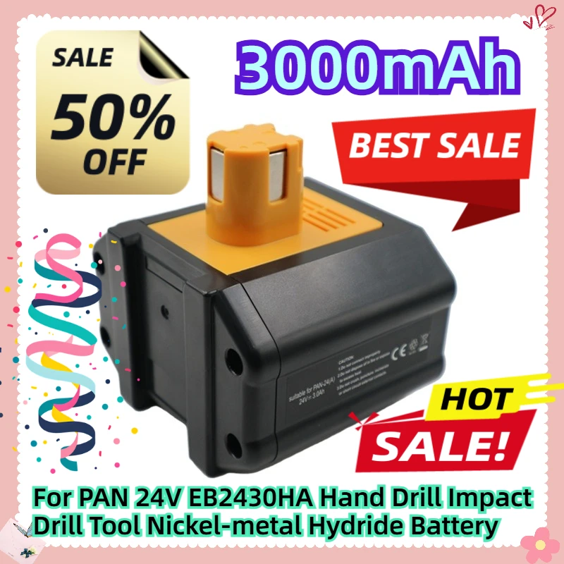 For PAN 24V EB2430HA 3.0Ah Hand Drill Impact Drill Tool Nickel-metal Hydride Battery