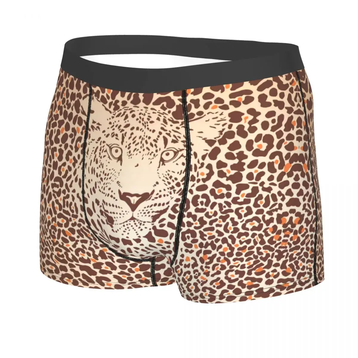 Custom Novelty Tropical Wild Animal Leopard Skin Leather Texture Boxers Shorts Panties Men\'s Underpants Stretch Briefs Underwear