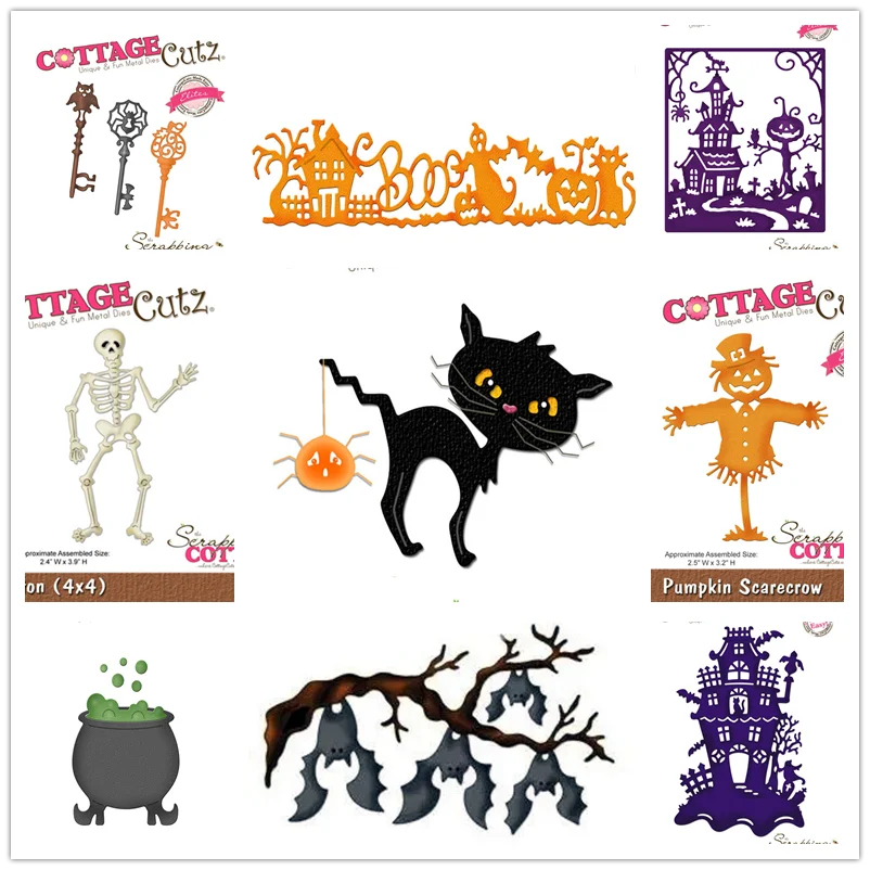 قطع معدنية يموت هالوين الحبل الدانتيل بو شجرة القط البيت الخفافيش العنكبوت ويب الكلب الهيكل العظمي سكرابوكينغ الإطار بطاقة الحرفية لا ختم