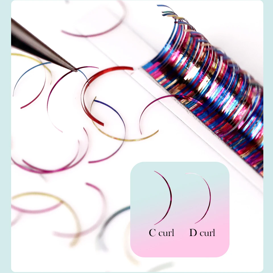 Mixed 8 color false Eyelash Shiny Colorful Individual Lashes Makeup Supplies Rainbow Colored Eyelashes Holographic Tinsel Lashes