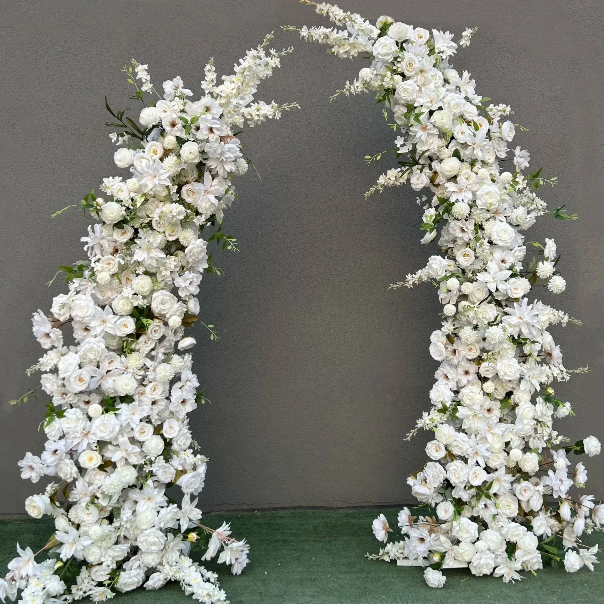 Trumpet Arch Artificial Flower Arrangement, Moon Shape, Wedding Background Props, Party Decoration, Luxury