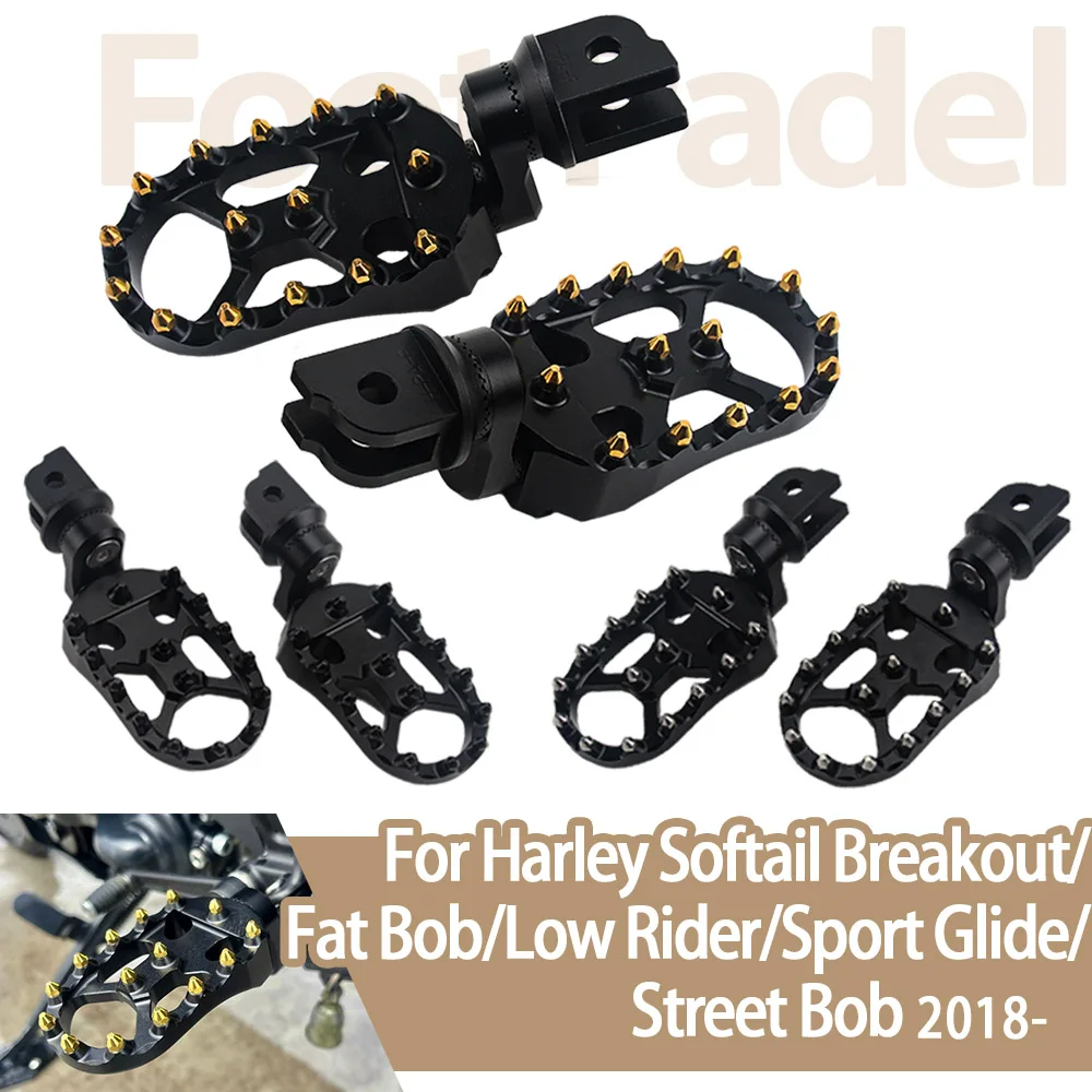 

Front Footrests Motorcycle Footboards Adjustable Foot Pegs For Harley Softail Sport Glide FLSB Breakout Fat Street Bob Low Rider
