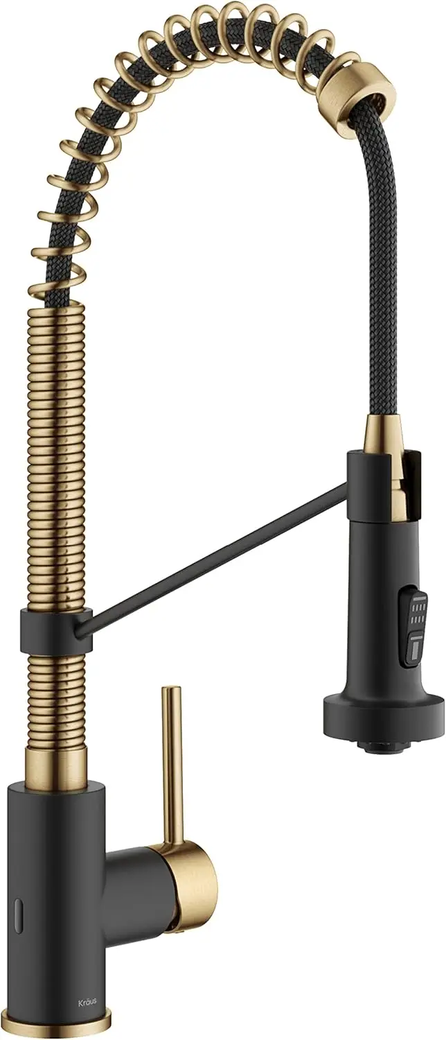 Bolden Touchless Sensor Commercial Style 2-Function Single Handle Pull-Down Kitchen Faucet in Brushed Brass / Matte Black