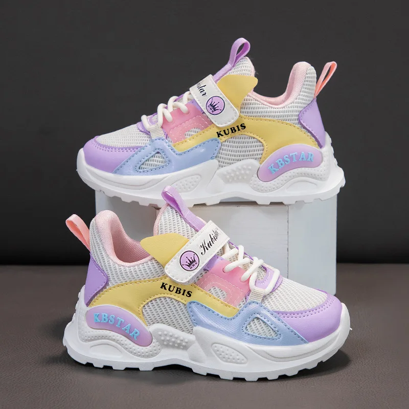 Fashion Kids Sneakers Girls School Casual Shoes Children Soft Lovely Pink Non-slip Shoes Outwear Breathable Running Shoes Spring