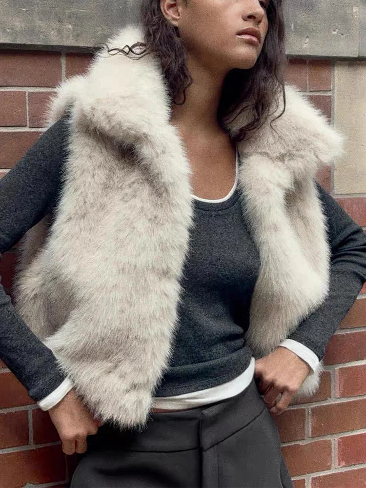 

European and American style 2025 autumn new arrivals women's clothing versatile faux fur effect vest jacket