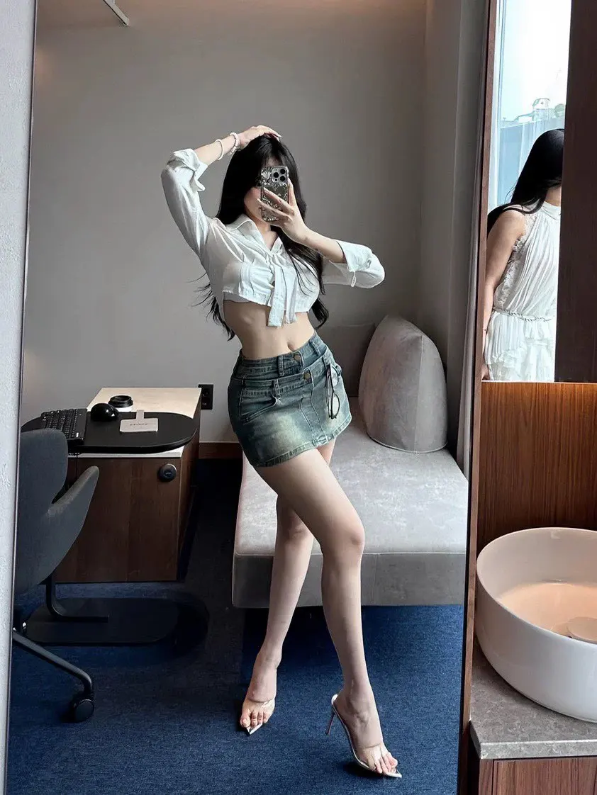 

New Women's Cotton Feel Soft FuFu Double Waist Denim f Skirt Elastic A-Line Waed Wraparound Skirt Pants Low Waist