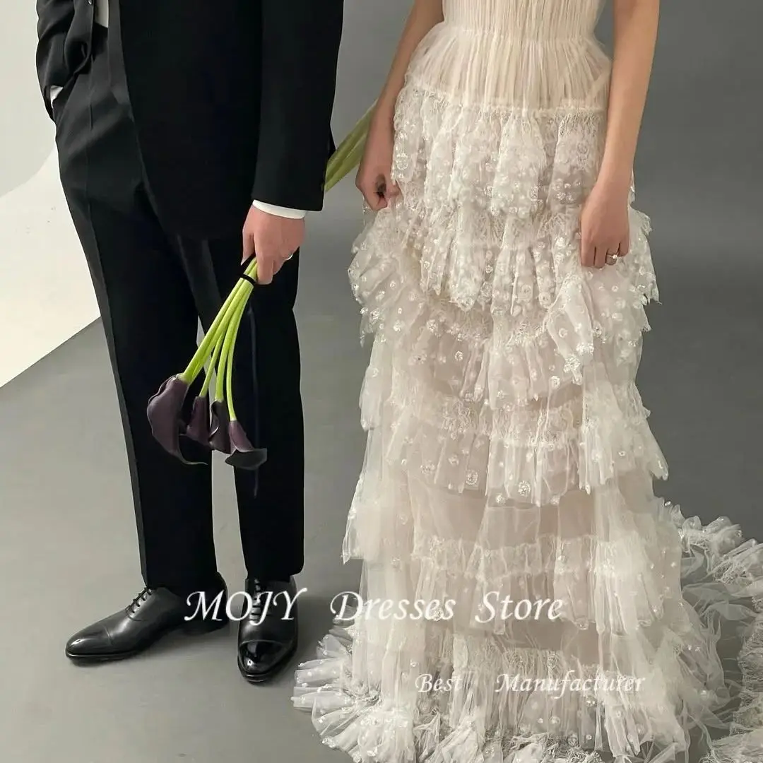 Mojy 2025 Luxuriöse Brautkleider Korea Hochzeitskleid Fotoshooting Blumen Bodenlanges Korsett Brautkleider Maßgeschneidert