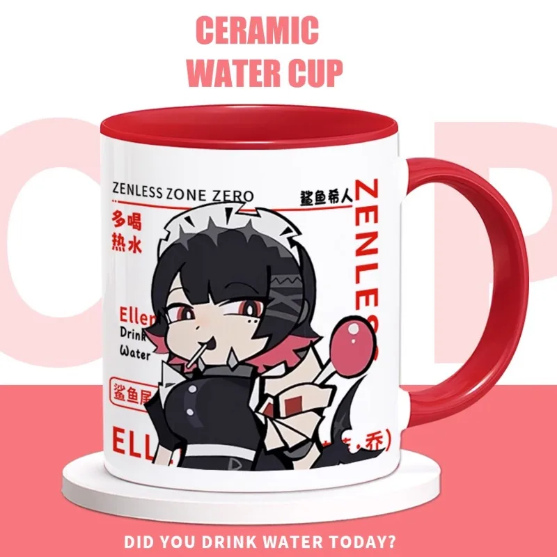 Game Zenless Zone Zero Anime Cos Ellen Joe Maid Unisex 330ml Heat Transfer Ceramic Breakfast Mug and Spoon Gift