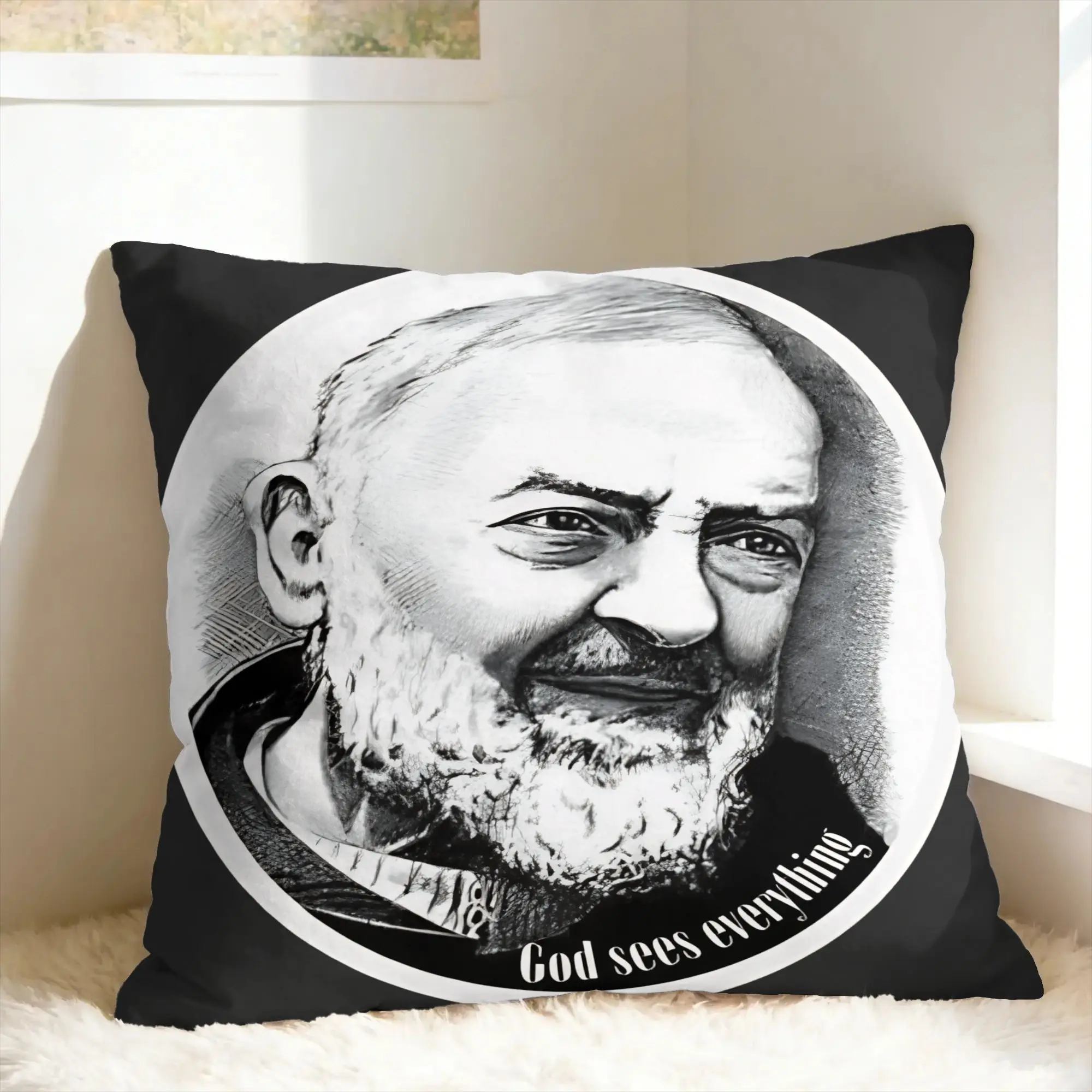 Pillow Cover Padre Pio Of Pietrelcina Stay With Me Vintage Pillow Case For Living Room Sofa Pillowcases