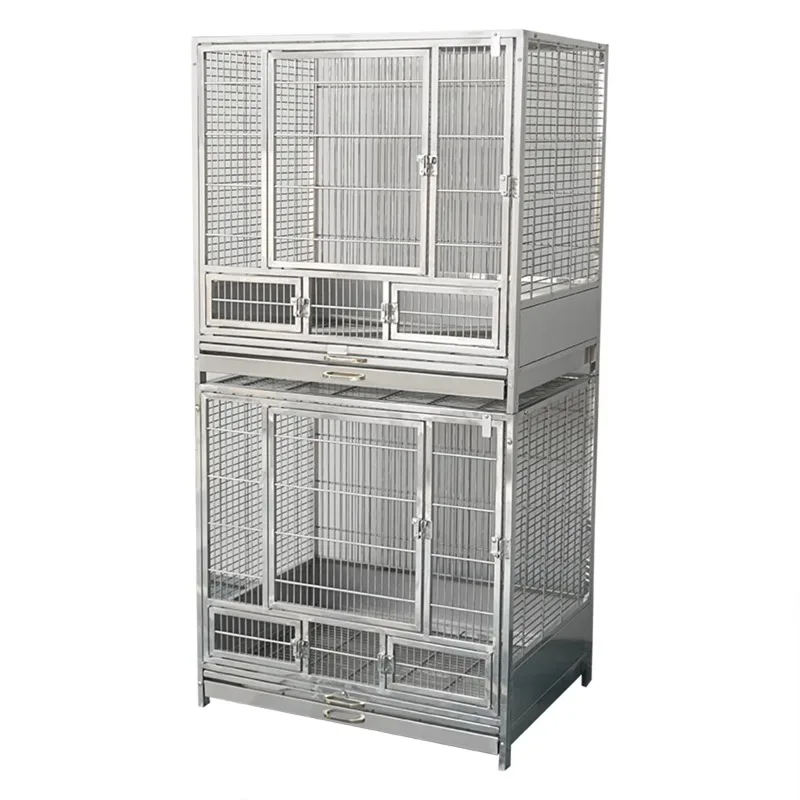 

2026 Large Split Double And Multi-Layer 304 Stainless Steel Parrot Cage Luxury Villa Breeding With Super Large Space For Birds